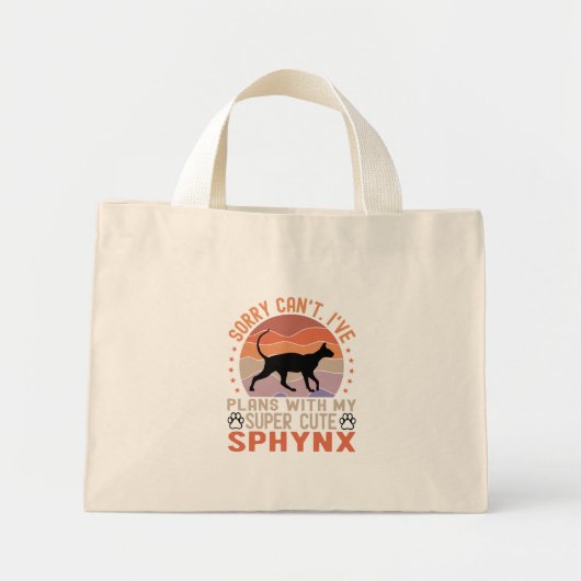 Mini Tote Bag J'ai des plans avec mon chat Sphynx (Devant)
