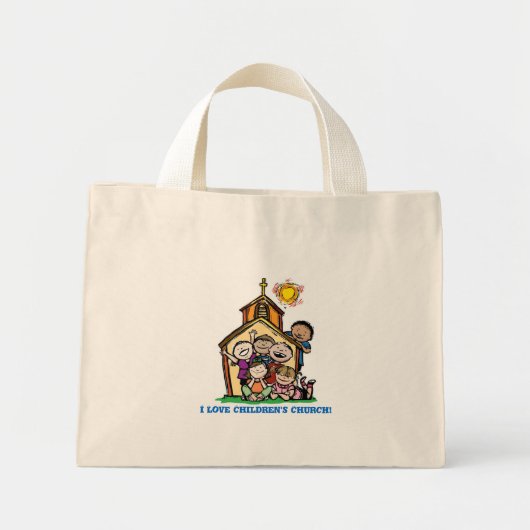 Mini Tote Bag J'aime l'église des enfants ! (Devant)