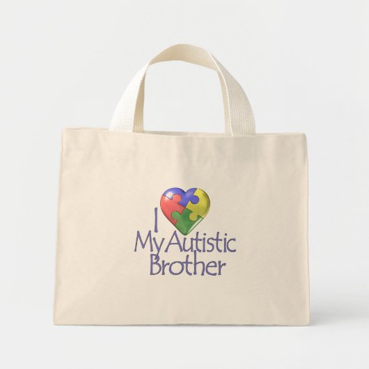 Mini Tote Bag J'Aime Mon Frère Autiste (Devant)