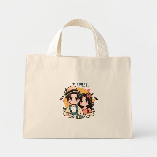 Mini Tote Bag Je suis à vous Aucun remboursement Couple Valentin (Devant)