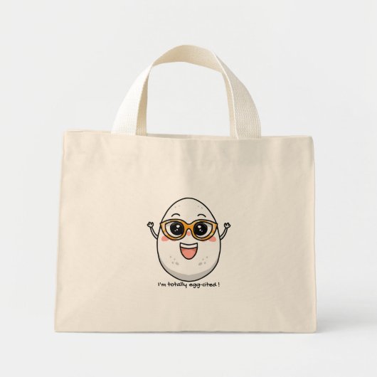 Mini Tote Bag Je suis complètement cité Oeuf joyeux portant des (Devant)
