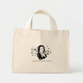 Mini Tote Bag Johann Sebastian Bach Portrait et buste avec notes (Devant)