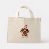 Mini Tote Bag Joli animal de compagnie de Noël Dachshund Chiot (Dos)