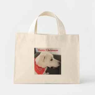 Mini Tote Bag Joli Chien blanc chiot blanc doux Noël