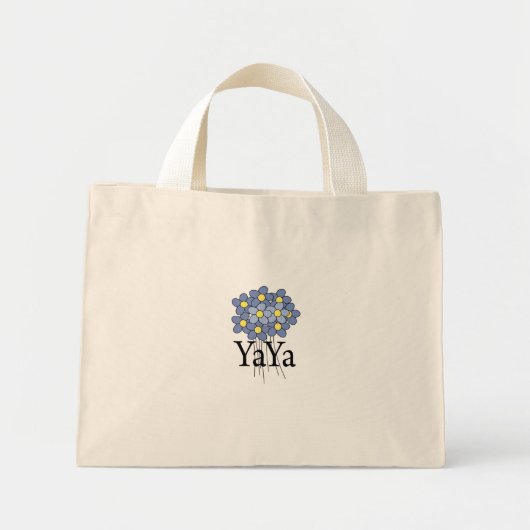 Mini Tote Bag Joli T-shirt bleu fleuri YaYa (Devant)