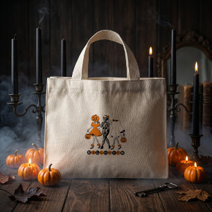 Mini Tote Bag Jolies Filles d'Halloween Squelette Fantôme Citrou