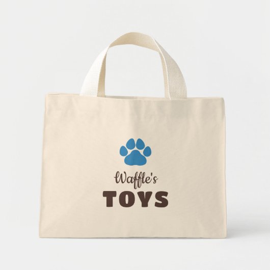 Mini Tote Bag Jouets avec empreinte de patte marron bleue pour c (Devant)