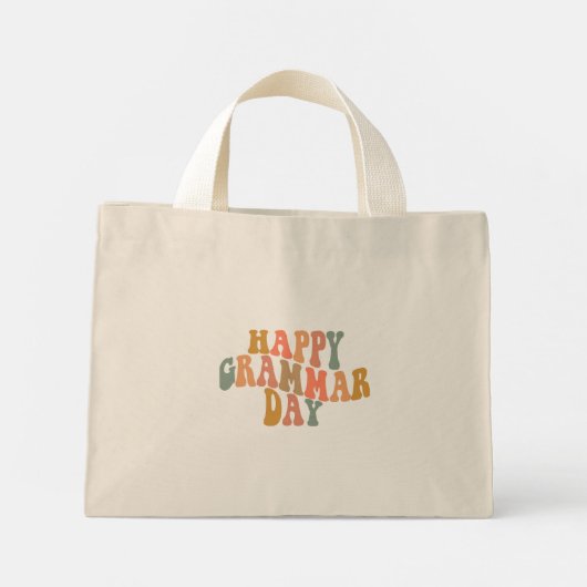 Mini Tote Bag Joyeux Jour de la Grammaire Rétro Wavy (Dos)