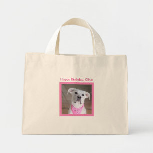 Mini Tote Bag Joyeux mignon Chien rose Chien Chien rose Annivers