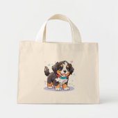 Mini Tote Bag Kawaii Bernese Puppy, mignonne Berner Pup (Devant)