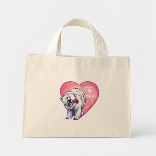 Mini Tote Bag La Saint-Valentin de l'ours polaire (Devant)