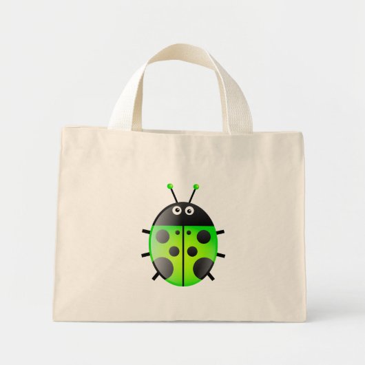 Mini Tote Bag Ladybug vert (Devant)