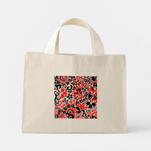 Mini Tote Bag L'art populaire ukrainien motif floral abstact  (Dos)