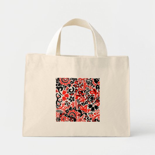 Mini Tote Bag L'art populaire ukrainien motif floral abstact  (Devant)