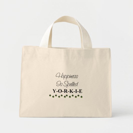 Mini Tote Bag Le bonheur est épelé Yorkie Bag (Devant)