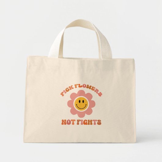 Mini Tote Bag Les Fleurs Ne Se Battent Pas. Boho Daisy (Devant)