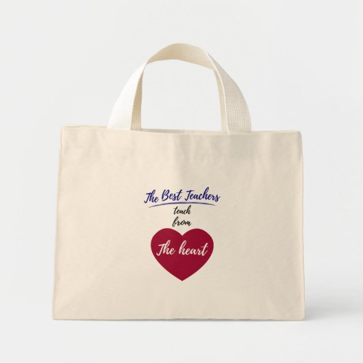Mini Tote Bag Les meilleurs professeurs enseignent du coeur (Devant)