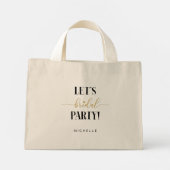 Mini Tote Bag Lets Briding Party Gold Parties scintillant Script (Dos)