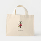 Mini Tote Bag LETTRE MONOGRAPHIQUE MOYENNE Florale Personnalisab (Devant)