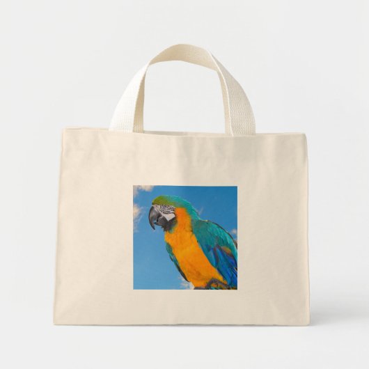 Mini Tote Bag Macao bleu et jaune (Devant)