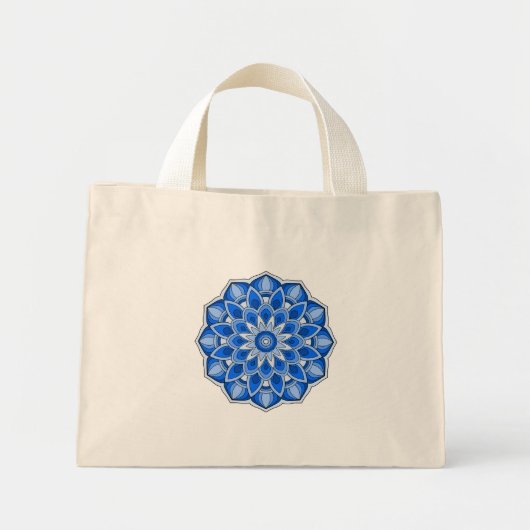 Mini Tote Bag Mandala en bleu (Devant)
