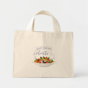 Mini Tote Bag Mangez plus de plantes frais motivation salade let