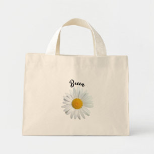 Mini Tote Bag Marguerite blanche guillerette personnalisée