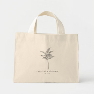 Mini Tote Bag Mariage de destination minimaliste avec un palmier