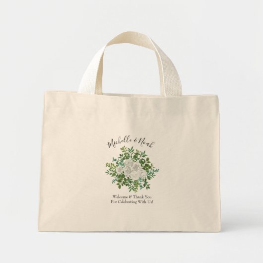 Mini Tote Bag Mariage floral rose noire et blanche (Devant)
