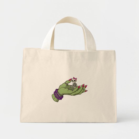 Mini Tote Bag Mariée de Frankenstein main avec Skeleton Bow (Devant)