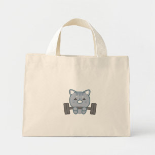 Mini Tote Bag mignon chat gymnase design   chat gym amant design