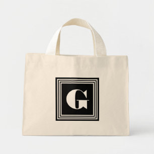 Mini Tote Bag Monogramme 3 trames en gras   Noir et blanc