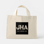 MINI TOTE BAG MONOGRAMME À TROIS LETTRES BLANC NOM NOIR NATUREL (Dos)