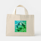 Mini Tote Bag Monogramme Bleu & Vert Dolphins Océan | (Dos)