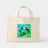 Mini Tote Bag Monogramme Bleu & Vert Dolphins Océan | (Devant)
