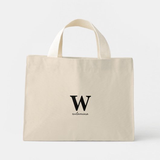Mini Tote Bag Monogramme de script personnalisé Initiale & Nom (Dos)