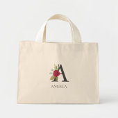 Mini Tote Bag Monogramme floral moderne personnalisable (Devant)