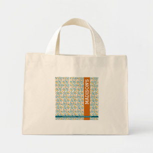 Mini Tote Bag Monogramme floral personnalisé et nom