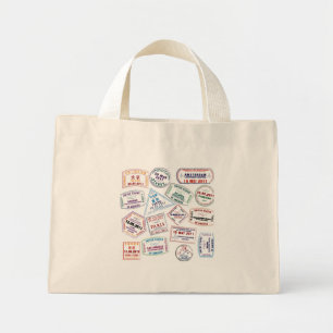 Mini Tote Bag Motif de tampon de passeport Imprimer
