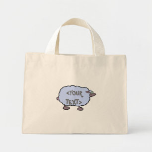 Mini Tote Bag Mouton bleu,<YOUR TEXT>