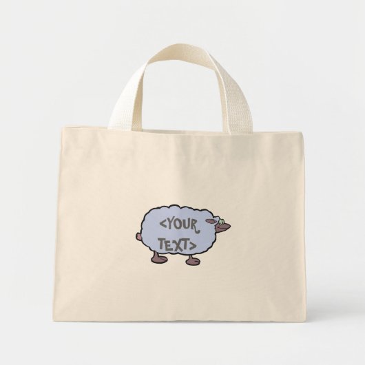 Mini Tote Bag Mouton bleu,<YOUR TEXT> (Devant)
