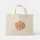 Mini Tote Bag Nice Bon thanksgiving texte avec Automne Feuille (Dos)