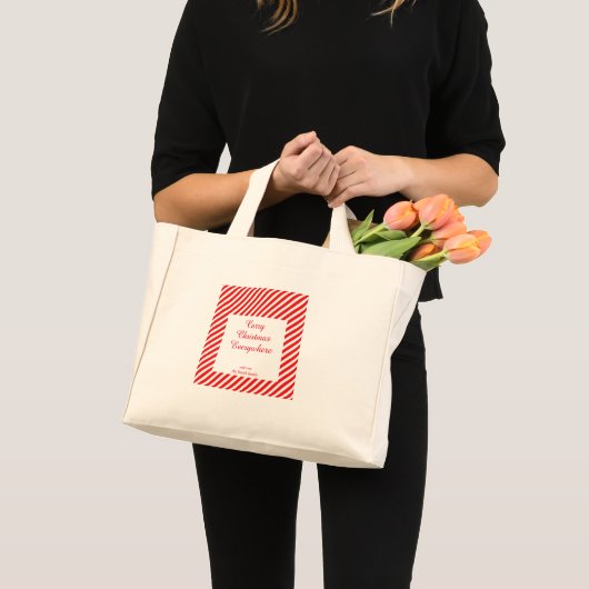 Mini Tote Bag Noël blanc et rouge rayé (Devant (produit))