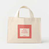 Mini Tote Bag Noël blanc et rouge rayé (Devant)