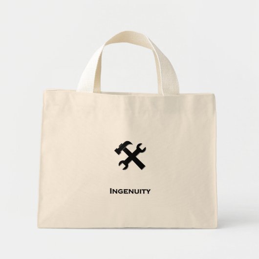 Mini Tote Bag Noir d'ingéniosité de la clé marteau (Devant)