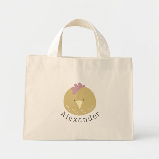 Mini Tote Bag Nom personnalisable Cute Chick (Devant)