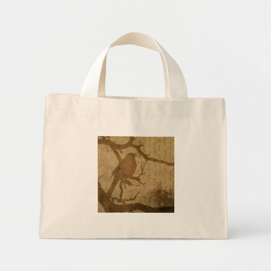 Mini Tote Bag Oiseau dans une branche (Devant)