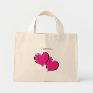 Mini Tote Bag paire de coeurs roses
