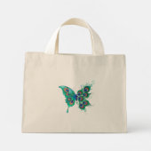 Mini Tote Bag Papillon aux plumes de paon vert (Dos)