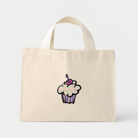 Mini Tote Bag pastel dots cupcake (Devant)